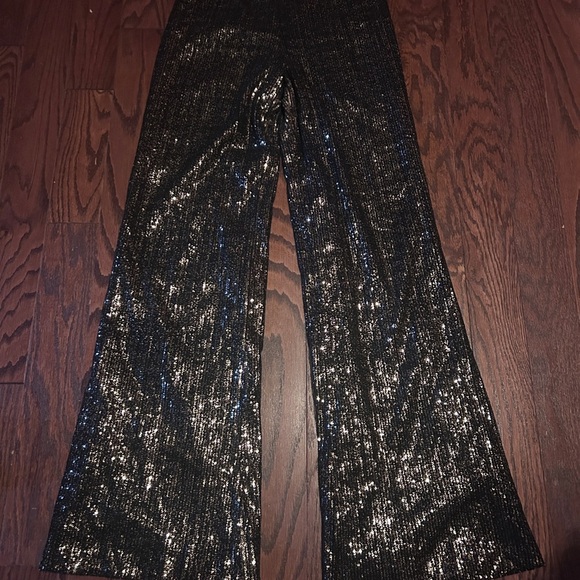 House of Harlow 1960 Glittering Black Wide-Leg Pants - Picture 6 of 8